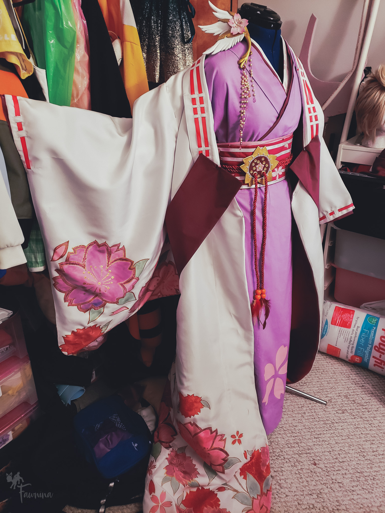 Silk Painting Sakura's Uchikake @ Fawnina Costuming